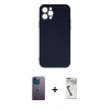 MARSİLYAN™- iPhone 12 Pro Max Kılıf Ahenk Serisi - Şeffaf Uv Polymer Nano Ekran Koruyucu + Neon Fosforlu Kamera Lens - MI
