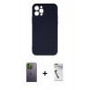 MARSİLYAN™- iPhone 12 Pro Max Kılıf Ahenk Serisi - Şeffaf Uv Polymer Nano Ekran Koruyucu + Neon Fosforlu Kamera Lens - YL