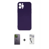 MARSİLYAN™- iPhone 12 Pro Max Kılıf Ahenk Serisi - Şeffaf Uv Polymer Nano Ekran Koruyucu + Neon Fosforlu Kamera Lens - YL
