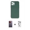 MARSİLYAN™- iPhone 12 Pro Max Kılıf Ahenk Serisi - Şeffaf Uv Polymer Nano Ekran Koruyucu + Neon Fosforlu Kamera Lens - TU