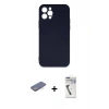 MARSİLYAN™- iPhone 12 Pro Max Kılıf Ahenk Serisi - Şeffaf Uv Polymer Nano Ekran Koruyucu + Renkli Kamera Lens Koruma Cam - MI