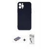 MARSİLYAN™- iPhone 12 Pro Max Kılıf Ahenk Serisi - Şeffaf Uv Polymer Nano Ekran Koruyucu + Renkli Kamera Lens Koruma Cam - TU