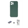 MARSİLYAN™- iPhone 12 Pro Max Kılıf Ahenk Serisi - Şeffaf Uv Polymer Nano Ekran Koruyucu + Renkli Kamera Lens Koruma Cam - TU