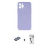 MARSİLYAN™- iPhone 12 Pro Max Kılıf Ahenk Serisi - Şeffaf Uv Polymer Nano Ekran Koruyucu + Renkli Kamera Lens Koruma Cam - MI