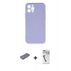 MARSİLYAN™- iPhone 12 Pro Max Kılıf Ahenk Serisi - Şeffaf Uv Polymer Nano Ekran Koruyucu + Renkli Kamera Lens Koruma Cam - TU