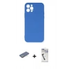 MARSİLYAN™- iPhone 12 Pro Max Kılıf Ahenk Serisi - Şeffaf Uv Polymer Nano Ekran Koruyucu + Renkli Kamera Lens Koruma Cam - YL