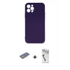 MARSİLYAN™- iPhone 12 Pro Max Kılıf Ahenk Serisi - Şeffaf Uv Polymer Nano Ekran Koruyucu + Renkli Kamera Lens Koruma Cam - SI