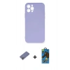 MARSİLYAN™- iPhone 12 Pro Max Kılıf Ahenk Serisi - Siyah 18D Cam Ekran Koruyucu + Metal Kamera Lens Koruma Cam - GD