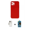 MARSİLYAN™- iPhone 12 Pro Max Kılıf Ahenk Serisi - Siyah 18D Cam Ekran Koruyucu + Shine Kamera Lens - GD