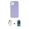 MARSİLYAN™- iPhone 12 Pro Max Kılıf Ahenk Serisi - Siyah 18D Cam Ekran Koruyucu + Shine Kamera Lens - GD