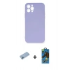 MARSİLYAN™- iPhone 12 Pro Max Kılıf Ahenk Serisi - Siyah 18D Cam Ekran Koruyucu + Shine Kamera Lens Koruma Cam - MI