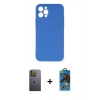 MARSİLYAN™- iPhone 12 Pro Max Kılıf Ahenk Serisi - Siyah 18D Cam Ekran Koruyucu + Neon Fosforlu Kamera Lens - YL