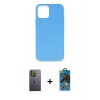 MARSİLYAN™- iPhone 12 Pro Max Kılıf Ahenk Serisi - Siyah 18D Cam Ekran Koruyucu + Neon Fosforlu Kamera Lens - YL