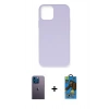 MARSİLYAN™- iPhone 12 Pro Max Kılıf Ahenk Serisi - Siyah 18D Cam Ekran Koruyucu + Neon Fosforlu Kamera Lens - MI