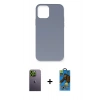 MARSİLYAN™- iPhone 12 Pro Max Kılıf Ahenk Serisi - Siyah 18D Cam Ekran Koruyucu + Neon Fosforlu Kamera Lens - YL