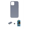 MARSİLYAN™- iPhone 12 Pro Max Kılıf Ahenk Serisi - Siyah 18D Cam Ekran Koruyucu + Renkli Kamera Lens Koruma Cam - YL
