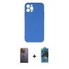 MARSİLYAN™- iPhone 12 Pro Max Kılıf Ahenk Serisi - Siyah 18D Cam Ekran Koruyucu + Neon Fosforlu Kamera Lens - SI