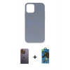 MARSİLYAN™- iPhone 12 Pro Max Kılıf Ahenk Serisi - Siyah 18D Cam Ekran Koruyucu + Neon Fosforlu Kamera Lens - SI
