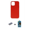MARSİLYAN™- iPhone 12 Pro Max Kılıf Ahenk Serisi - Siyah 18D Cam Ekran Koruyucu + Renkli Kamera Lens Koruma Cam - SI