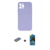 MARSİLYAN™- iPhone 12 Pro Max Kılıf Ahenk Serisi - Siyah 18D Cam Ekran Koruyucu + Renkli Kamera Lens Koruma Cam - SI