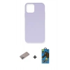 MARSİLYAN™- iPhone 12 Pro Max Kılıf Ahenk Serisi - Siyah 18D Cam Ekran Koruyucu + Sierra Blue Shine Kamera Lens Koruma Cam