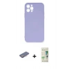MARSİLYAN™- iPhone 12 Pro Max Kılıf Ahenk Serisi - Siyah 20D Premium Cam Ekran Koruyucu + Renkli Kamera Lens Koruma Cam - PE