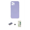 MARSİLYAN™- iPhone 12 Pro Max Kılıf Ahenk Serisi - Siyah 20D Premium Cam Ekran Koruyucu + Turuncu Renkli Kamera Lens Koruma Cam