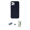 MARSİLYAN™- iPhone 12 Pro Max Kılıf Ahenk Serisi - Siyah 20D Premium Cam Ekran Koruyucu + Renkli Kamera Lens Koruma Cam - YL
