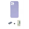 MARSİLYAN™- iPhone 12 Pro Max Kılıf Ahenk Serisi - Siyah 20D Premium Cam Ekran Koruyucu + Renkli Kamera Lens Koruma Cam - YL