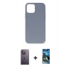 MARSİLYAN™- iPhone 12 Pro Max Kılıf Ahenk Serisi - Siyah 34D Izgaralı Cam + Neon Fosforlu Kamera Lens - BZ