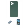 MARSİLYAN™- iPhone 12 Pro Max Kılıf Ahenk Serisi - Siyah 34D Izgaralı Cam + Shine Kamera Lens Koruma Cam - GI