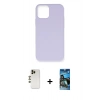 MARSİLYAN™- iPhone 12 Pro Max Kılıf Ahenk Serisi - Siyah 34D Izgaralı Cam + Shine Kamera Lens - GD