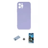 MARSİLYAN™- iPhone 12 Pro Max Kılıf Ahenk Serisi - Siyah 34D Izgaralı Cam + Shine Kamera Lens Koruma Cam - MI