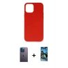 MARSİLYAN™- iPhone 12 Pro Max Kılıf Ahenk Serisi - Siyah 34D Izgaralı Cam + Neon Fosforlu Kamera Lens - MI