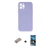 MARSİLYAN™- iPhone 12 Pro Max Kılıf Ahenk Serisi - Siyah 34D Izgaralı Cam + Shine Kamera Lens Koruma Cam - SABE
