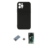 MARSİLYAN™- iPhone 12 Pro Max Kılıf Ahenk Serisi - Siyah 360 Mat Full Body Arka Koruyucu + Metal Kamera Lens Koruma Cam - KI