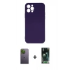 MARSİLYAN™- iPhone 12 Pro Max Kılıf Ahenk Serisi - Siyah 360 Mat Full Body Arka Koruyucu + Neon Fosforlu Kamera Lens - YL