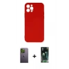 MARSİLYAN™- iPhone 12 Pro Max Kılıf Ahenk Serisi - Siyah 360 Mat Full Body Arka Koruyucu + Neon Fosforlu Kamera Lens - YL