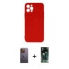 MARSİLYAN™- iPhone 12 Pro Max Kılıf Ahenk Serisi - Siyah 360 Mat Full Body Arka Koruyucu + Neon Fosforlu Kamera Lens - SI