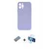 MARSİLYAN™- iPhone 12 Pro Max Kılıf Ahenk Serisi - Siyah 3D Antistatik Cam Ekran Koruyucu + Shine Kamera Lens Koruma Cam - GS