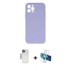 MARSİLYAN™- iPhone 12 Pro Max Kılıf Ahenk Serisi - Siyah 3D Antistatik Cam Ekran Koruyucu + Shine Kamera Lens - LT