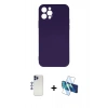 MARSİLYAN™- iPhone 12 Pro Max Kılıf Ahenk Serisi - Siyah 3D Antistatik Cam Ekran Koruyucu + Shine Kamera Lens - LT