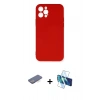 MARSİLYAN™- iPhone 12 Pro Max Kılıf Ahenk Serisi - Siyah 3D Antistatik Cam Ekran Koruyucu + Renkli Kamera Lens Koruma Cam - MI