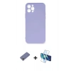 MARSİLYAN™- iPhone 12 Pro Max Kılıf Ahenk Serisi - Siyah 3D Antistatik Cam Ekran Koruyucu + Metal Kamera Lens Koruma Cam - GD