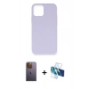 MARSİLYAN™- iPhone 12 Pro Max Kılıf Ahenk Serisi - Siyah 3D Antistatik Cam Ekran Koruyucu + Neon Fosforlu Kamera Lens - SI