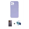 MARSİLYAN™- iPhone 12 Pro Max Kılıf Ahenk Serisi - Siyah 3D Antistatik Cam Ekran Koruyucu + Neon Fosforlu Kamera Lens - SI