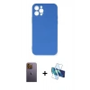 MARSİLYAN™- iPhone 12 Pro Max Kılıf Ahenk Serisi - Siyah 3D Antistatik Cam Ekran Koruyucu + Neon Fosforlu Kamera Lens - SI