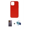 MARSİLYAN™- iPhone 12 Pro Max Kılıf Ahenk Serisi - Siyah 3D Antistatik Cam Ekran Koruyucu + Neon Fosforlu Kamera Lens - SI
