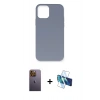 MARSİLYAN™- iPhone 12 Pro Max Kılıf Ahenk Serisi - Siyah 3D Antistatik Cam Ekran Koruyucu + Neon Fosforlu Kamera Lens - SI