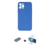 MARSİLYAN™- iPhone 12 Pro Max Kılıf Ahenk Serisi - Siyah 3D Antistatik Cam Ekran Koruyucu + Sarı Renkli Kamera Lens Koruma Cam